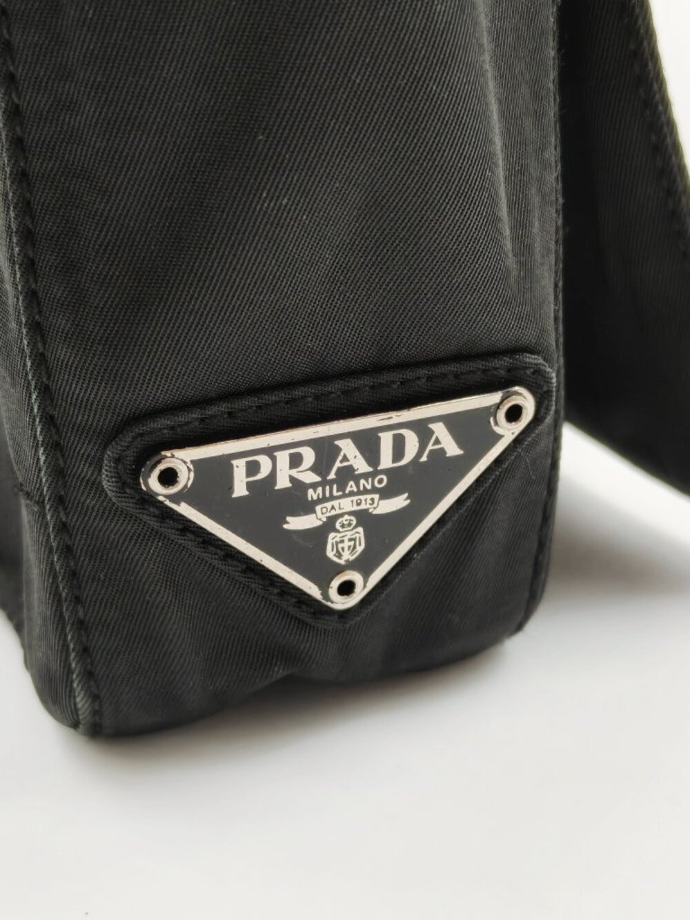 Prada Vintage Black Tessuto Nylon Shoulder Bag Chain Strap Flap Bag - Picture 10 of 13